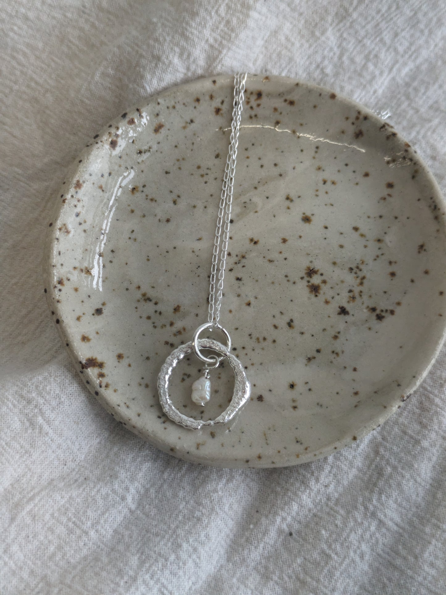 Silver and Pearl Molten Necklace - Hiraeth Necklace