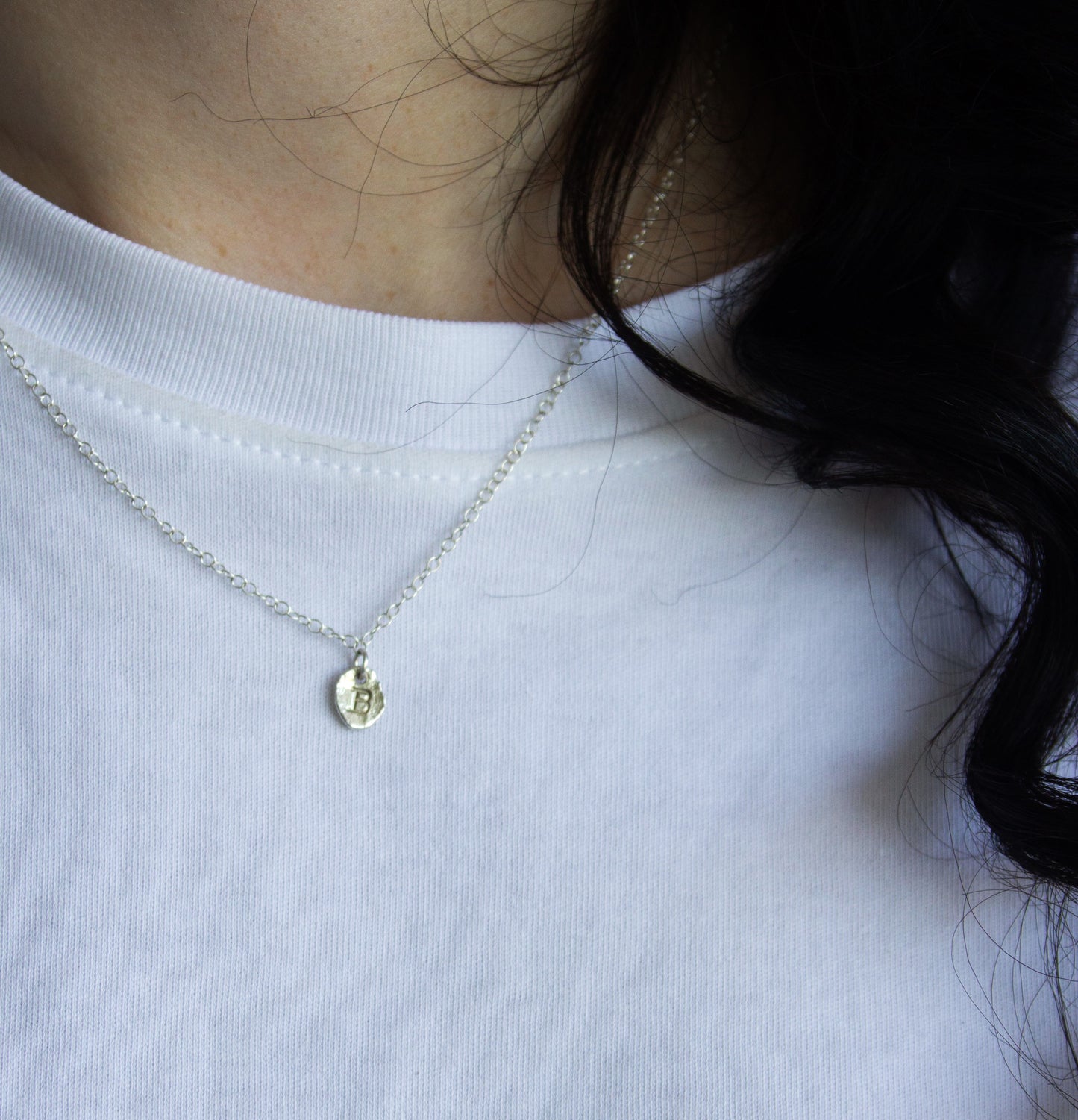 Molten initial necklace - Silver