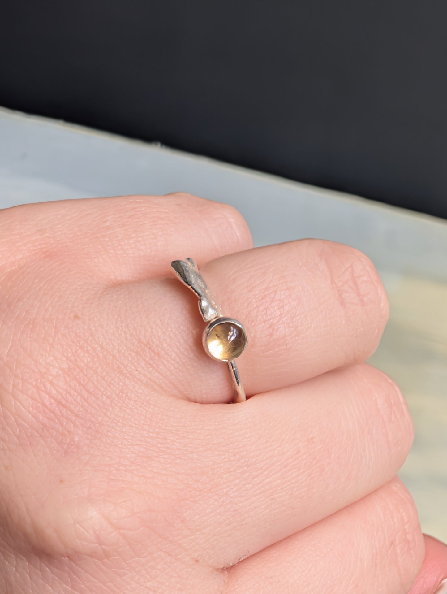 Molten sterling silver Citrine ring