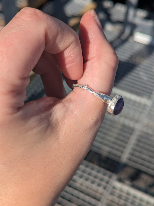 One of a kind molten amethyst ring