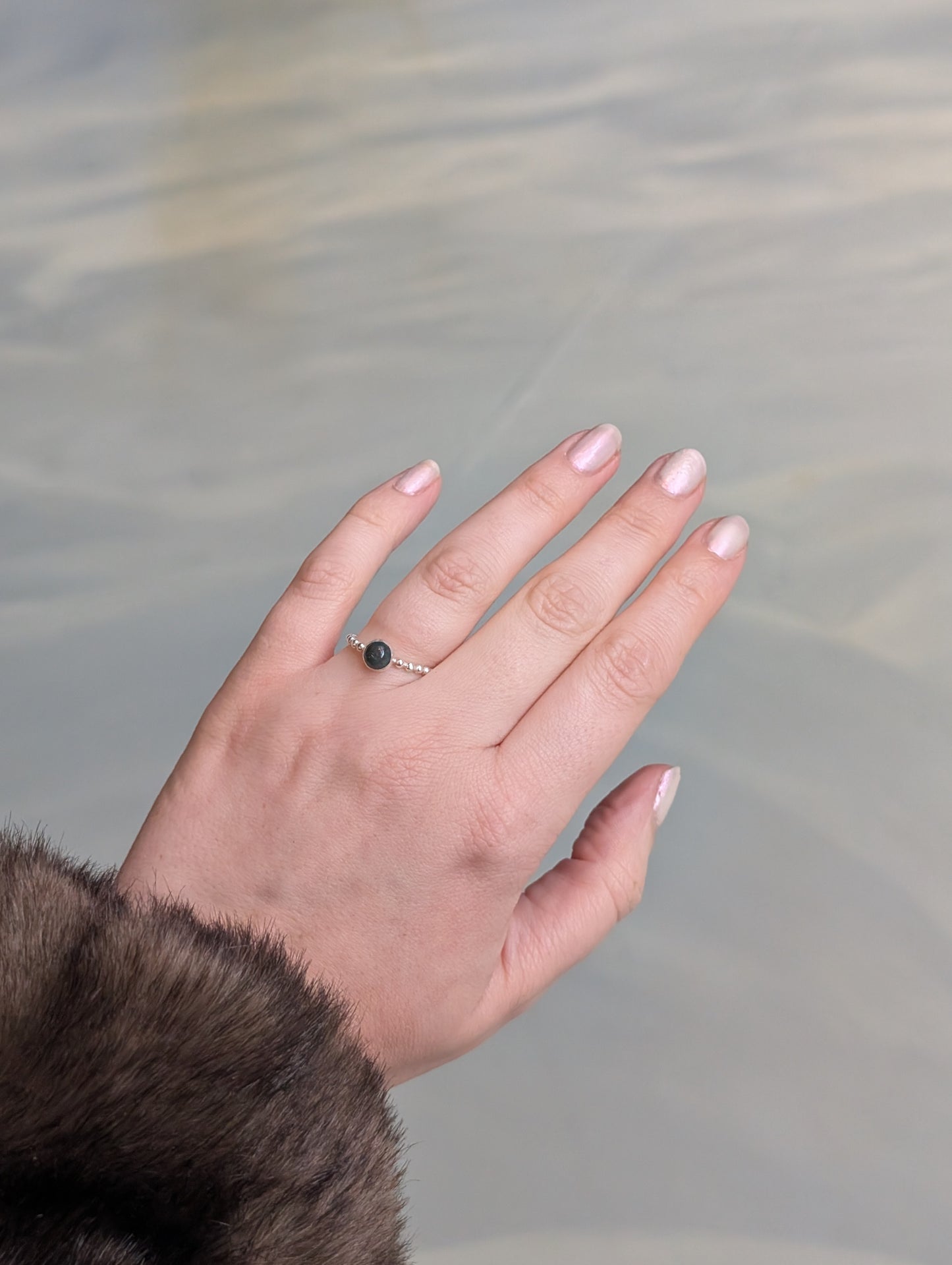 Beaded bloodstone ring