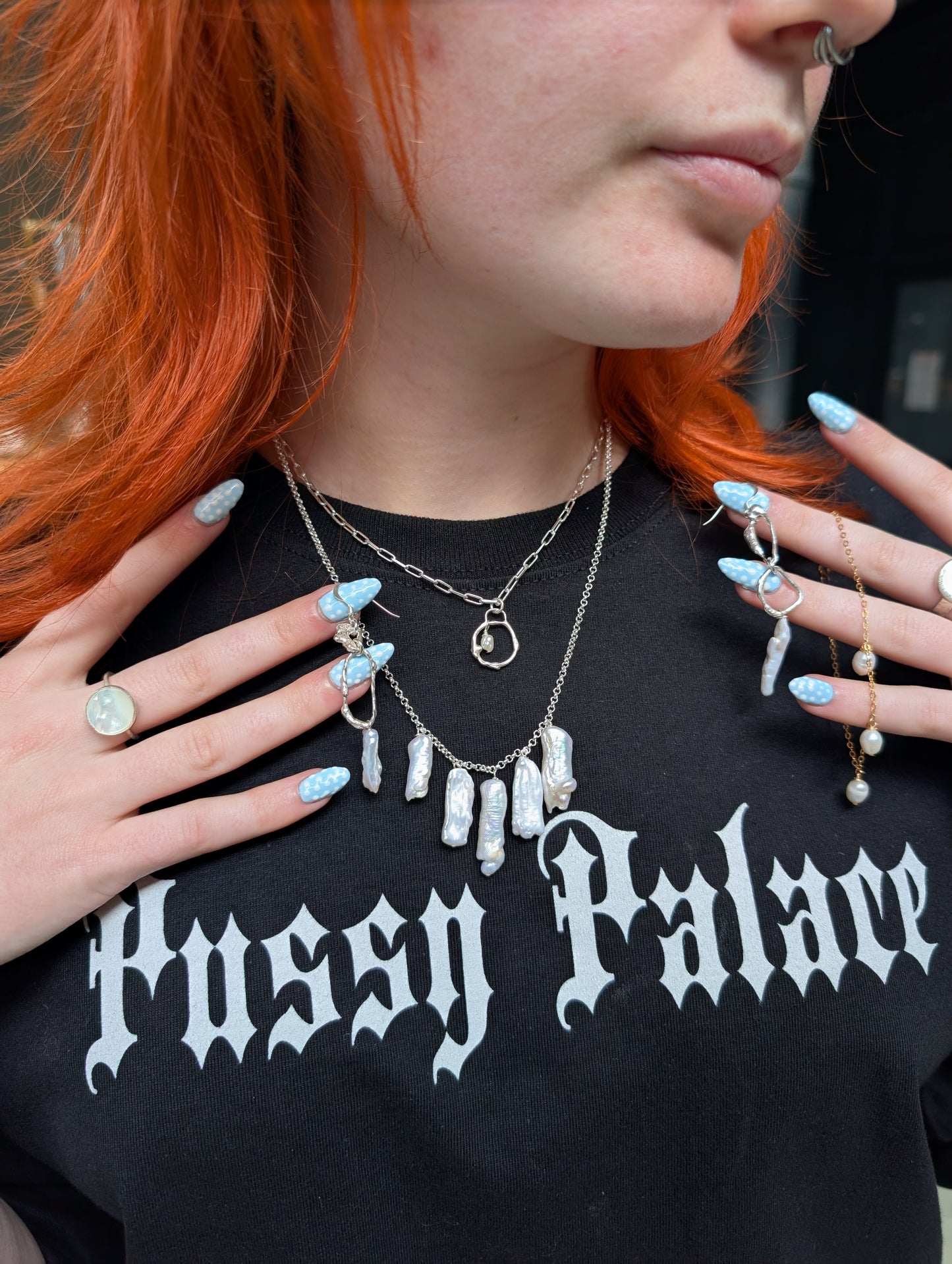 Paperclip pearl choker - molten