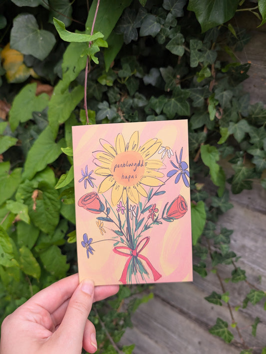 Welsh happy birthday card - A6 greetings card