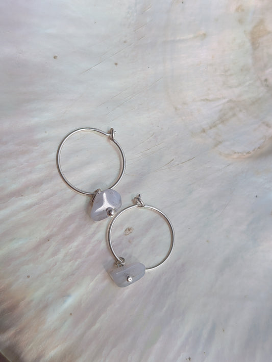 Aquamarine dainty hoops