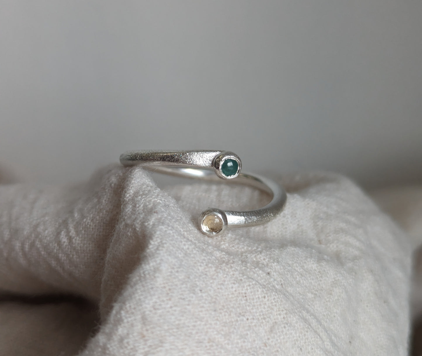 Double birthstone adjustable ring