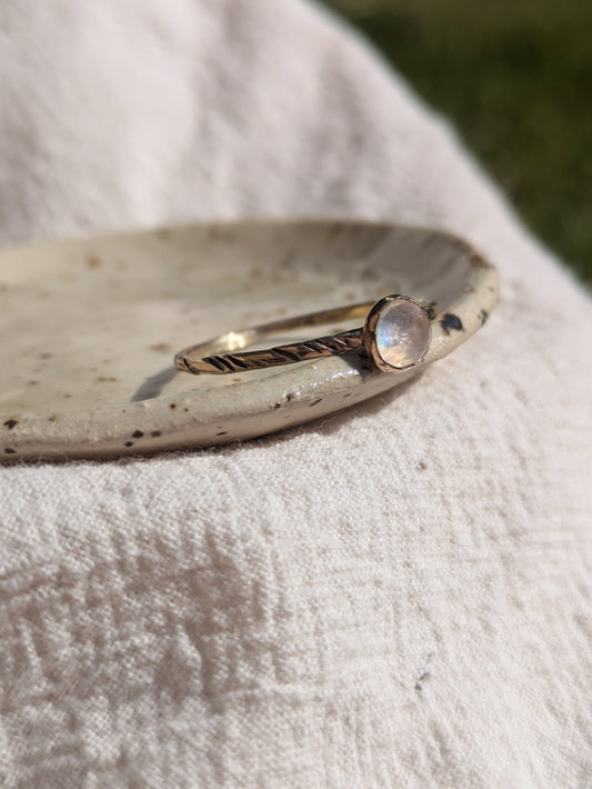 Rainbow Moonstone Gold Ring