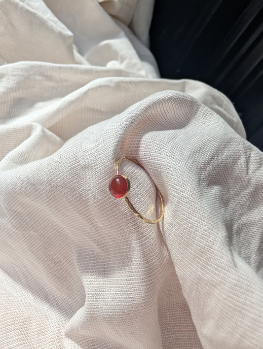 Gold orangey carnelian ring