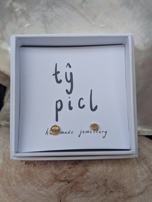 18ct gold plated Pebble studs