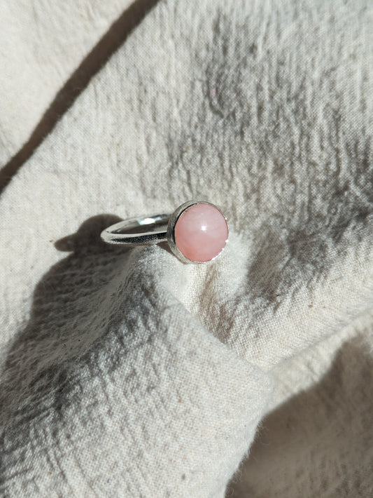 Rose quartz sterling silver ring - one off item