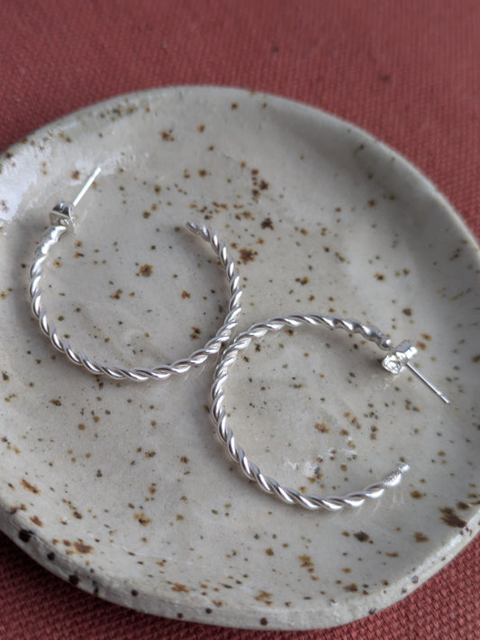 Rope Hoops - Sterling Silver