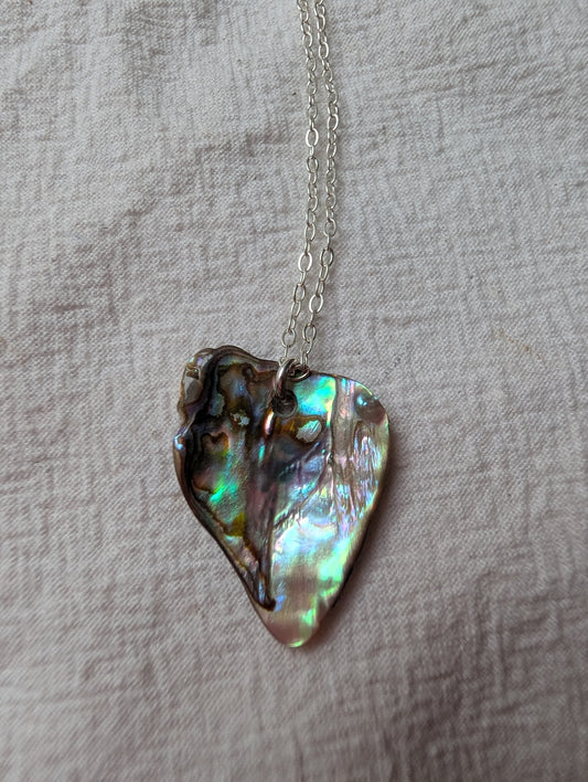 Iridescent abalone shell necklace