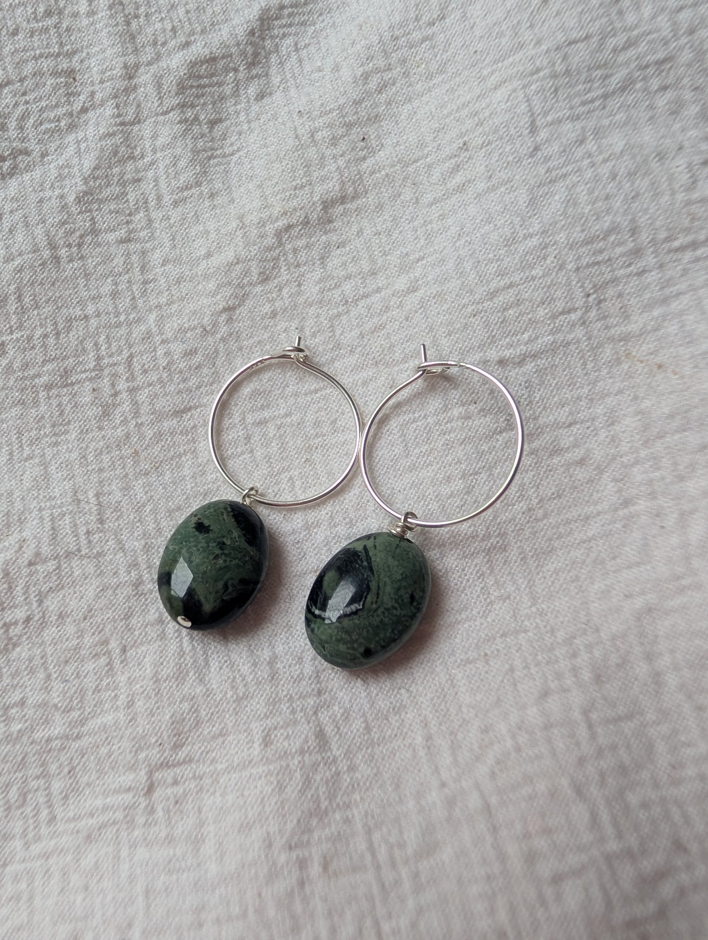Green vintage bead hoops