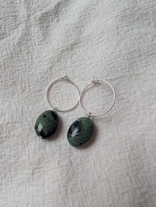 Green vintage bead hoops