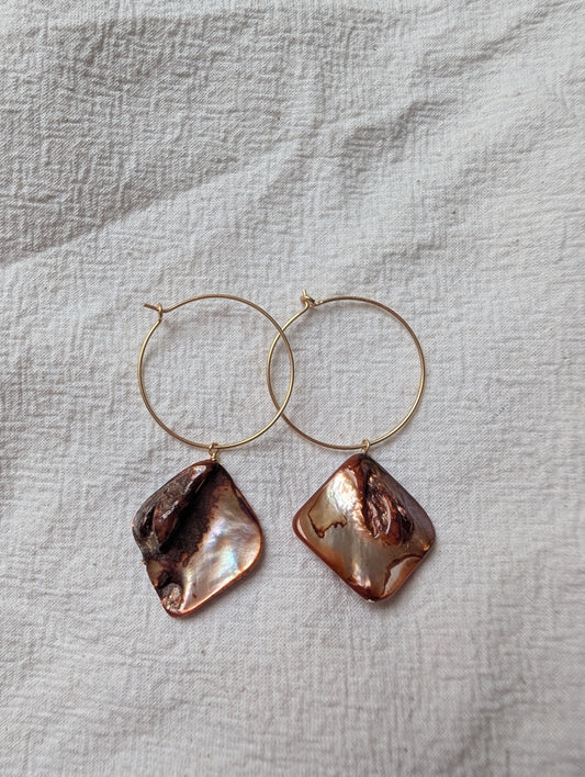 Golden shell vintage hoops