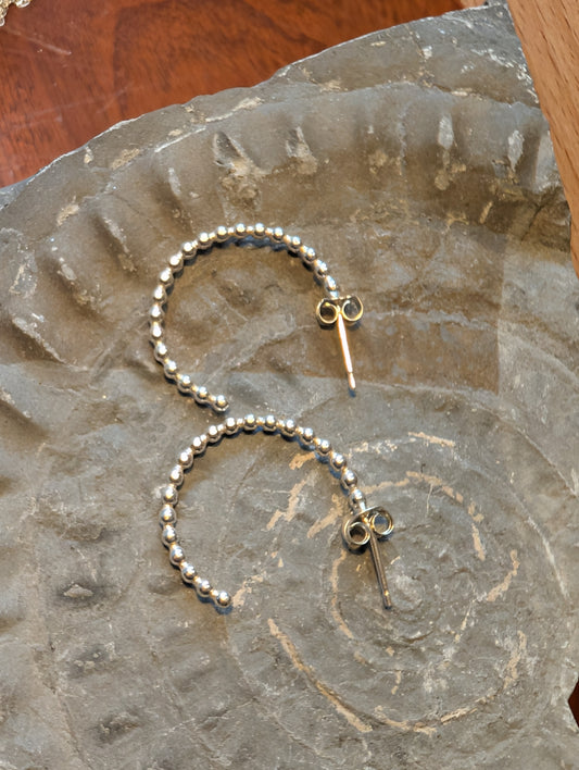 Sterling Silver Beaded Hoops 2mm