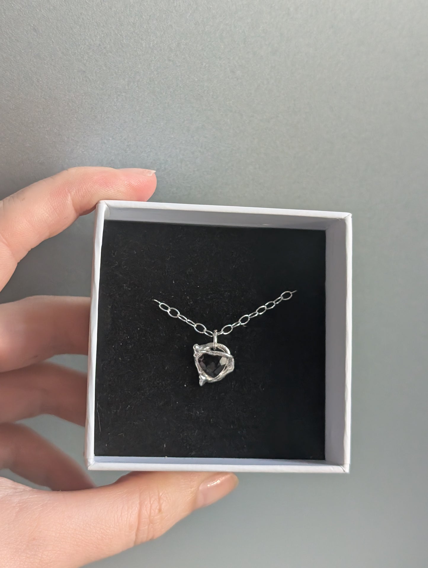 Gothic garnet heart necklace