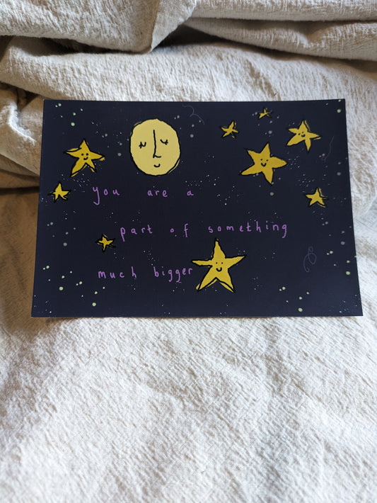 SUPER SECONDS SALE - 75% off - 'moon and stars' post card