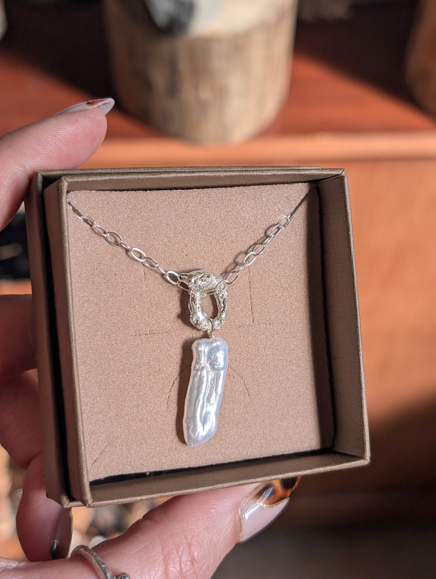 One of a kind spiky pearl necklace