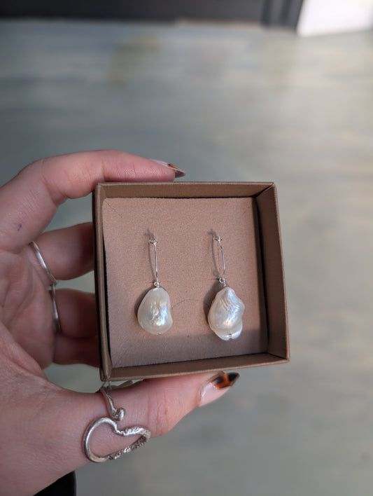 Statement pearl hoops