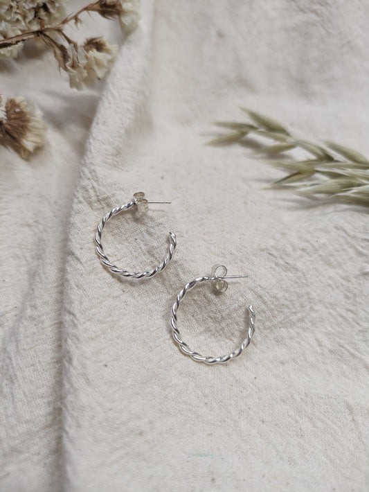 Medium Rope Hoops - Sterling Silver